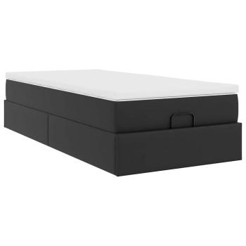Ottoman-Bett mit Matratze Schwarz 80x200 cm Kunstleder
