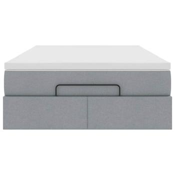 Ottoman-Bett mit Matratze Hellgrau 120x190 cm Stoff