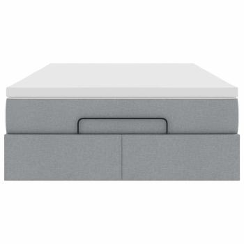 Ottoman-Bett mit Matratze Hellgrau 120x200 cm Stoff