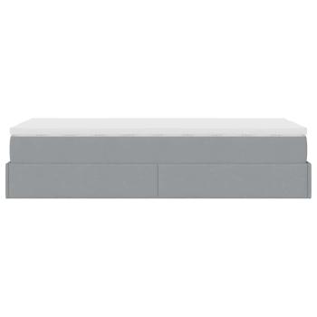 Ottoman-Bett mit Matratze Hellgrau 90x200 cm Stoff