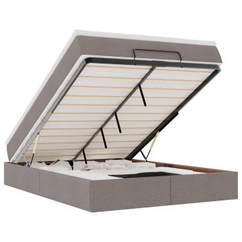 Ottoman-Bett mit Matratze Taupe 140x200 cm Stoff