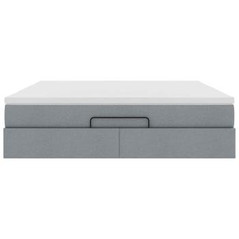 Ottoman-Bett mit Matratze Hellgrau 160x200 cm Stoff
