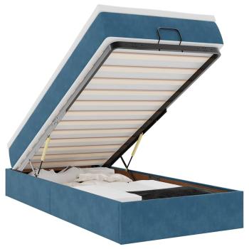 Ottoman-Bett mit Matratze Dunkelblau 90x190 cm Samt