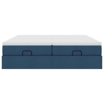 Ottoman-Bett mit Matratzen Blau 180x200 cm Stoff