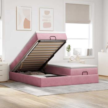 ARDEBO.de - Ottoman-Bett mit Matratzen Rosa 180x200 cm Samt
