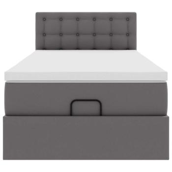 Ottoman-Bett mit Matratze Grau 100x200 cm Kunstleder