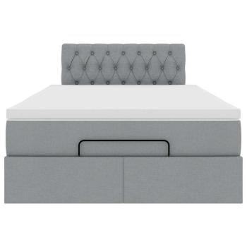 Ottoman-Bett mit Matratze Hellgrau 120x190 cm Stoff