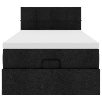 Ottoman-Bett mit Matratze Schwarz 100x200 cm Stoff