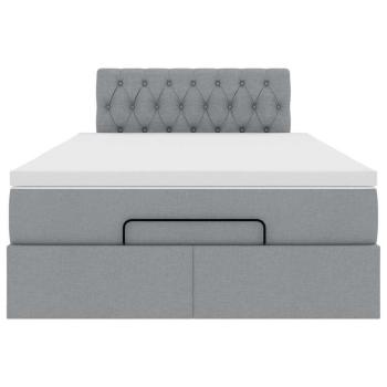 Ottoman-Bett mit Matratze Hellgrau 120x200 cm Stoff