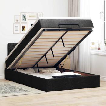 ARDEBO.de - Ottoman-Bett mit Matratze Schwarz 120x200 cm Stoff