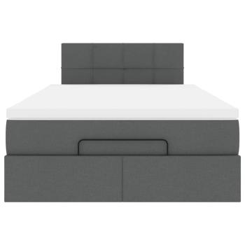 Ottoman-Bett mit Matratze Dunkelgrau 120x190 cm Stoff