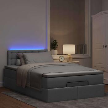 Ottoman-Bett mit Matratze Hellgrau 120x200 cm Stoff