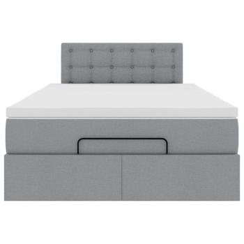 Ottoman-Bett mit Matratze Hellgrau 120x200 cm Stoff