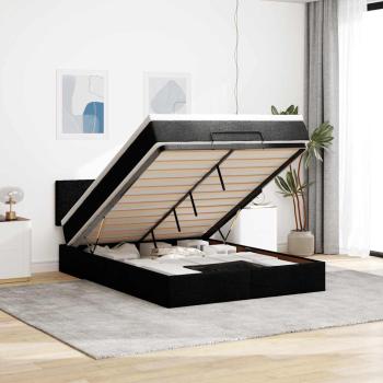 ARDEBO.de - Ottoman-Bett mit Matratze Schwarz 140x200 cm Stoff