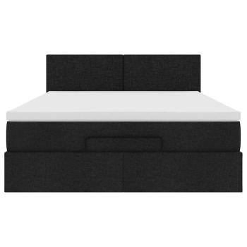 Ottoman-Bett mit Matratze Schwarz 140x200 cm Stoff