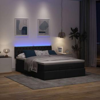 Ottoman-Bett mit Matratze Schwarz 140x200 cm Stoff