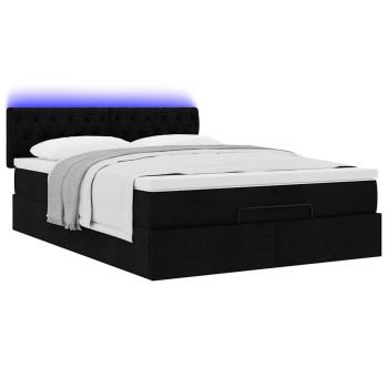 Ottoman-Bett mit Matratze Schwarz 140x200 cm Stoff