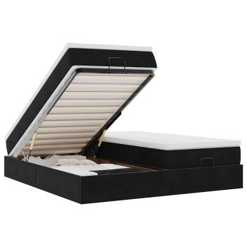 Ottoman-Bett mit Matratzen Schwarz 200x200 cm Samt