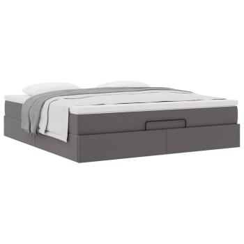 Ottoman-Bett mit Matratze Grau 180x200 cm Kunstleder