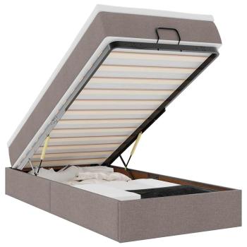 Ottoman-Bett mit Matratze Taupe 100x200 cm Stoff