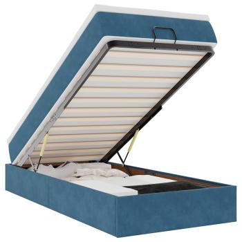 Ottoman-Bett mit Matratze Dunkelblau 80x200 cm Samt