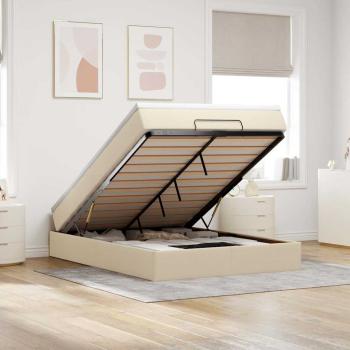 ARDEBO.de - Ottoman-Bett mit Matratze Creme 140x200 cm Stoff