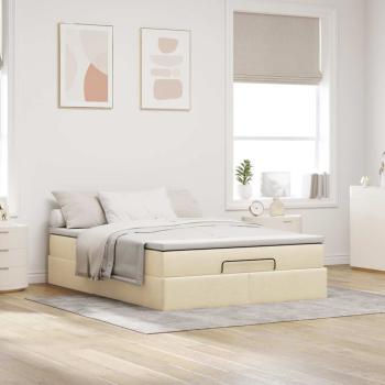 Ottoman-Bett mit Matratze Creme 140x200 cm Stoff