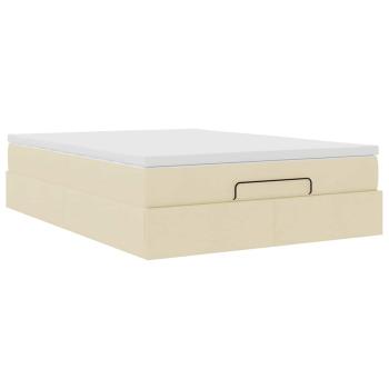 Ottoman-Bett mit Matratze Creme 140x200 cm Stoff