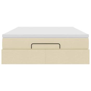 Ottoman-Bett mit Matratze Creme 140x200 cm Stoff