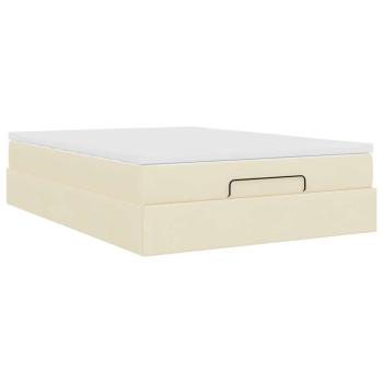 Ottoman-Bett mit Matratze Creme 140x200 cm Stoff
