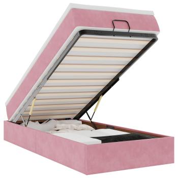 Ottoman-Bett mit Matratze Rosa 90x200 cm Samt