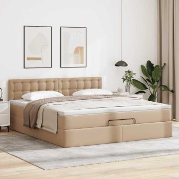 Ottoman-Bett mit Matratze Cappuccino-Braun 140x200cm Kunstleder