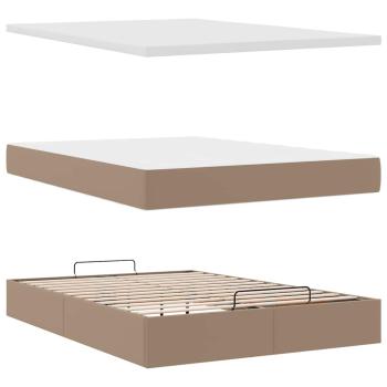 Ottoman-Bett mit Matratze Cappuccino-Braun 140x200cm Kunstleder