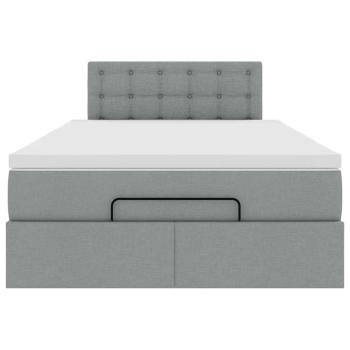 Ottoman-Bett mit Matratze Hellgrau 120x190 cm Stoff