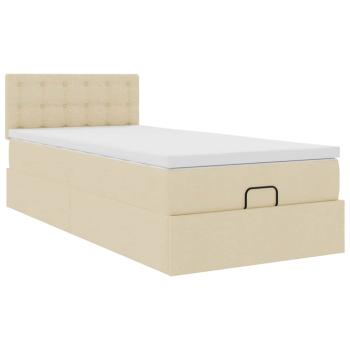 ARDEBO.de - Ottoman-Bett mit Matratze Creme 100x200 cm Stoff