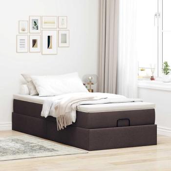 ARDEBO.de - Ottoman-Bett mit Matratze Dunkelbraun 100x200 cm Stoff