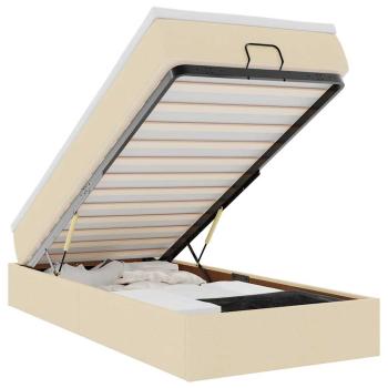 Ottoman-Bett mit Matratze Creme 90x190 cm Stoff