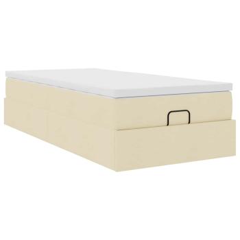 Ottoman-Bett mit Matratze Creme 90x190 cm Stoff