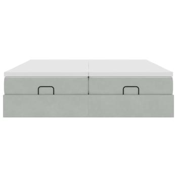 Ottoman-Bett mit Matratzen Hellgrau 180x200 cm Samt
