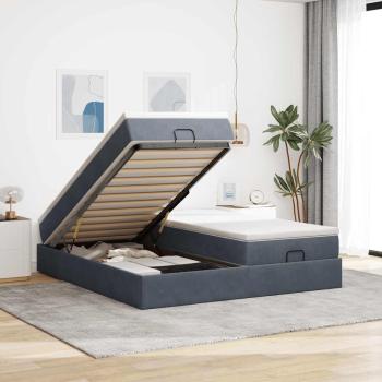 ARDEBO.de - Ottoman-Bett mit Matratzen Dunkelgrau 160x200 cm Samt