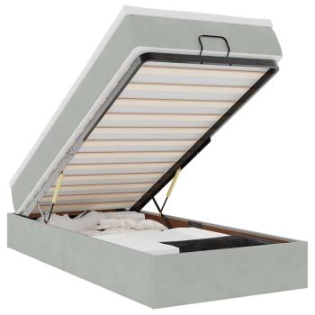 Ottoman-Bett mit Matratze Hellgrau 90x200 cm Samt