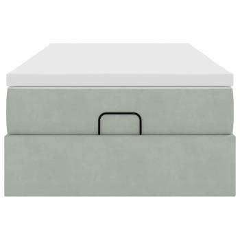 Ottoman-Bett mit Matratze Hellgrau 90x200 cm Samt