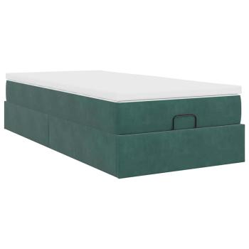 Ottoman-Bett mit Matratze Dunkelgrün 80x200 cm Samt