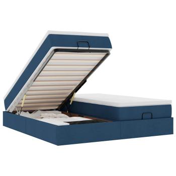 Ottoman-Bett mit Matratzen Blau 200x200 cm Stoff