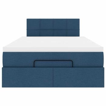 Ottoman-Bett mit Matratze Blau 120x200 cm Stoff