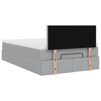 ARDEBO.de - Ottoman-Bett mit Matratze Hellgrau 120x190 cm Stoff