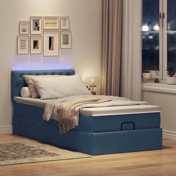 ARDEBO.de - Ottoman-Bett mit Matratze Blau 100x200 cm Stoff