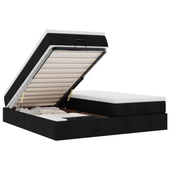 Ottoman-Bett mit Matratzen Schwarz 200x200 cm Stoff