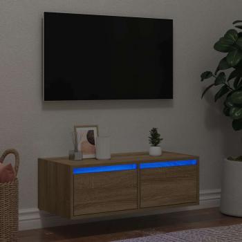 ARDEBO.de - TV-Schrank mit LED-Leuchten Sonoma-Eiche 75x35,5x25 cm