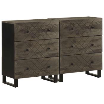 ARDEBO.de - Sideboards 2 Stk. Schwarz 60x33x75 cm Massivholz Mango